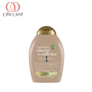 شامپو-بدون-سولفات-ضد-ریزش-مو-OGX-حاوی-کافئین-و-نیاسین-385-میل