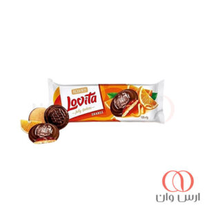 بیسکوییت لاویتا روشن با لایه ژل پرتقال و روکش شکلاتی 135 گرم