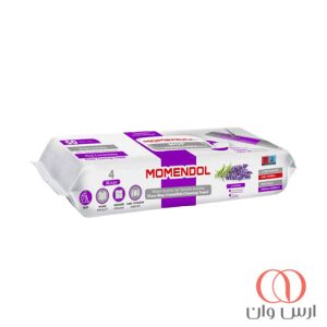 دستمال مرطوب تی Momendol مدل Lavanta حاوی رایحه لوندر بسته 50 عددی