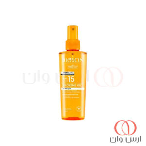 روغن آفتاب برنزه کننده بیوکسین حاوی SPF15 مناسب انواع پوست ۲۰۰ میل