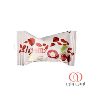 ویفر آدل با مغز کرم گیلاس و بادام کامل با روکش شکلات سفید آکوند